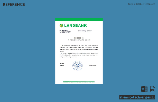 Beispielvorschau der Referenzdaten der philippinischen Landbank